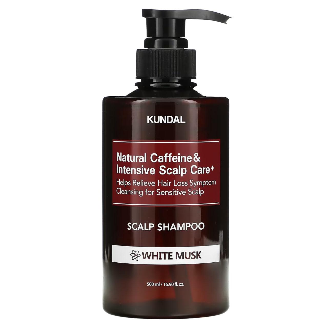 

Шампунь із кофеїном проти випадання волосся Natural Caffeine & Intensive Scalp Care Shampoo White Musk Kundal 500 мл