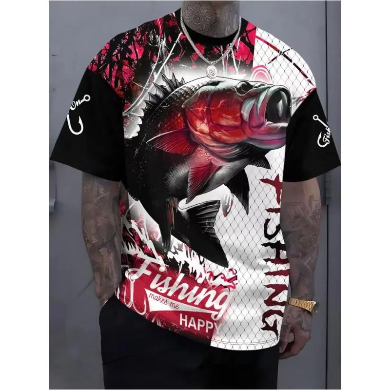 3D Trout Fishing Print T-Shirt For Men Fisherman River Scene Short Sleeve Tshirts Outdoor Hunting Casual Tee Shirt Top
