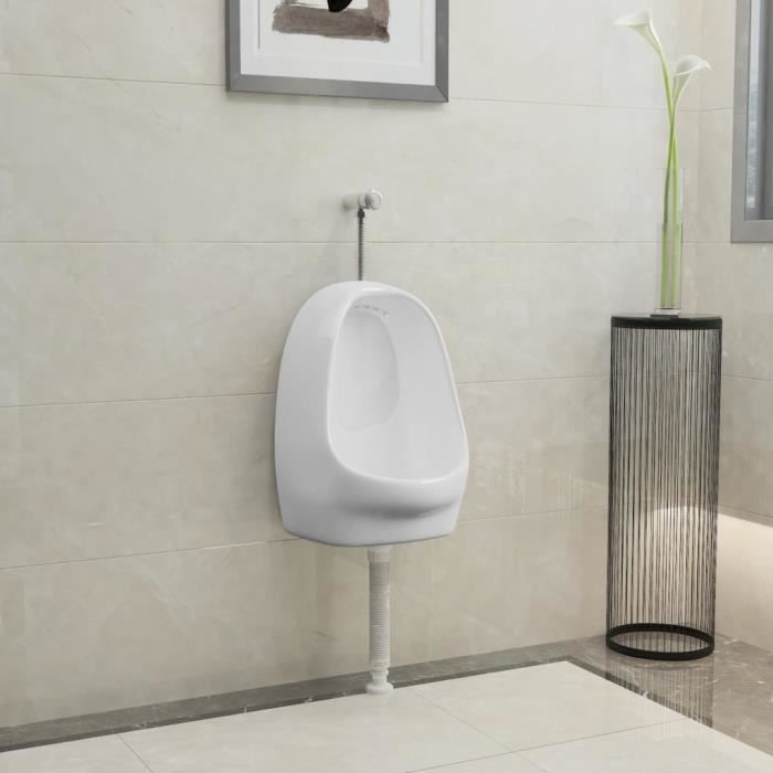 VidaXL Urinoir suspendu avec valve de chasse d'eau Céramique Blanc