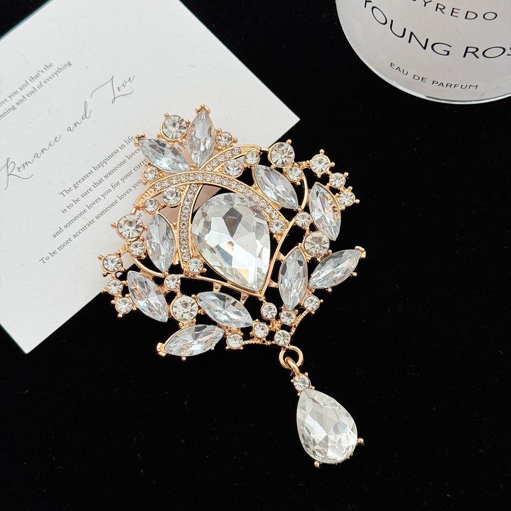 European American Exaggerated Large Water Droplet Pendant Brooch Chest Flower Clothing Accessories For Women