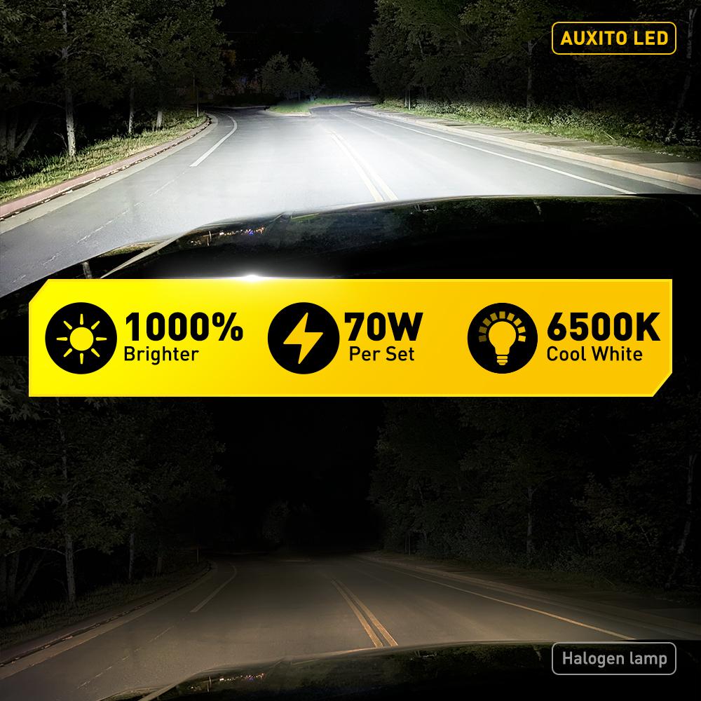 AUXITO 2Pcs Headlight LED H7 CANBUS 6500K White H7 Car LED High Low Beam With Cooling Fan Driving Lamp 12V Super Bright 30000LM
