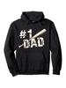 Baseball Dad Hoodie - #1 Dad Vintage Baseball Pullover Sweatshirt