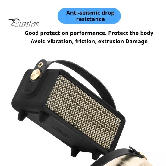 Husă de protecție din silicon cu curea de mâner din piele artificială și curea de umăr pentru difuzor BT portabil Marshall Emberton II audio anti-zgârieturi