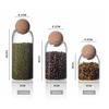 AD23-Clear Glass Bottles, Glass Food Storage Containers With Airtight Round Cork, For Candy, Nut, Spice, Coffee Bean,9 X 15Cm Du