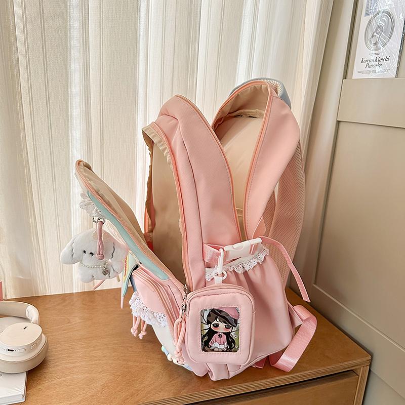 Rucsac Școlar Studențesc Stil Colegial Capacitate Mare Rucsac cu Compartimente Multiple pentru Fete cu Portofel pentru Monede