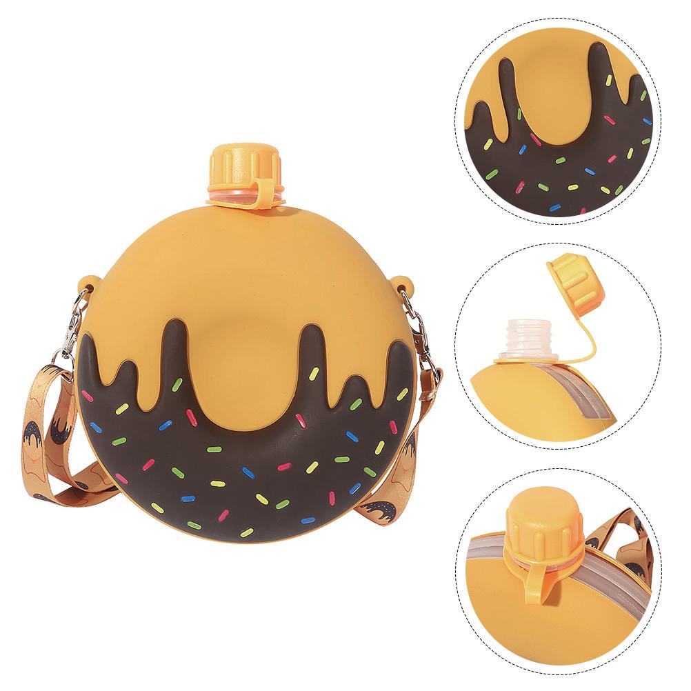 1 Stück 250 ml Silikon-Wasserflasche Donut-Form Tragbarer Trinkbecher für Kinder BPA-frei Kinder-Wasserbehälter Auslaufsicher