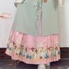 Women's Ming Dynasty Hanfu Set - Traditional Chinese Stand Collar Long Shirt, Embroidered Vest & Floral Mamian Skirt For Cosplay Festival
