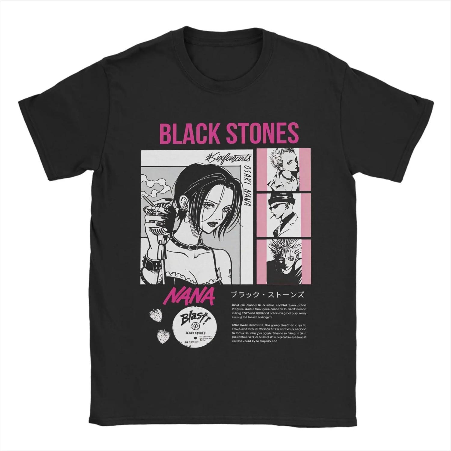 

Printed NANA Anime T Shirt s 100%Cotton Short Sleeve Black Stones Round Neck Summer Tops S чёрный