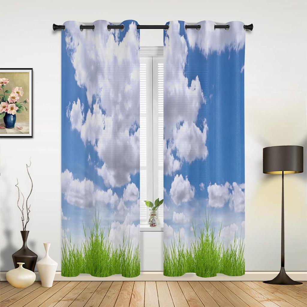 Greece Santorini Blue Roof Church Window Curtains Home Decoration Living Room Curtains Kid's Room Cortinas For Kitchen Bedroom