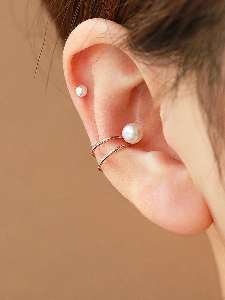 Minimalpiercing 14K Freshwater Pearl Ear Cuff Clip-On Earrings
