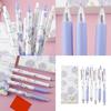 6Pieces Retractable Flower Print Gel Pen 0.5MM Quick Drying Smooth Writing for Writing Noting Journaling Office Supplies