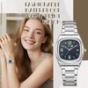 Square Watch Women Calendar Luminous Analog Display Cute Fashion Stainless Steel Band Waterproof Quartz Wristwatch Fashion Accessory - Birthday
