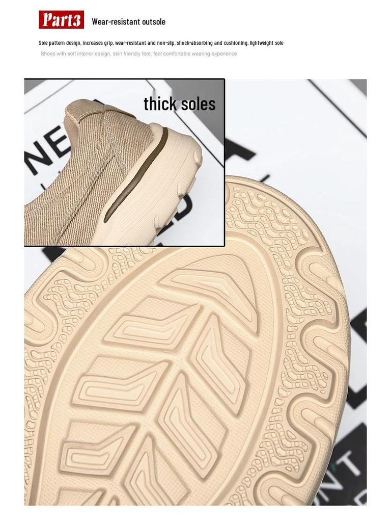 Men's Slip-On Canvas Shoes - Old Beijing Style, Thick Sole, Available in Extra Large Sizes up to 48