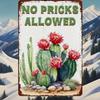 "No Pricks Allowed" Vintage Metal Tin Sign for Home Café Office Store Cacti Kitchen Decor