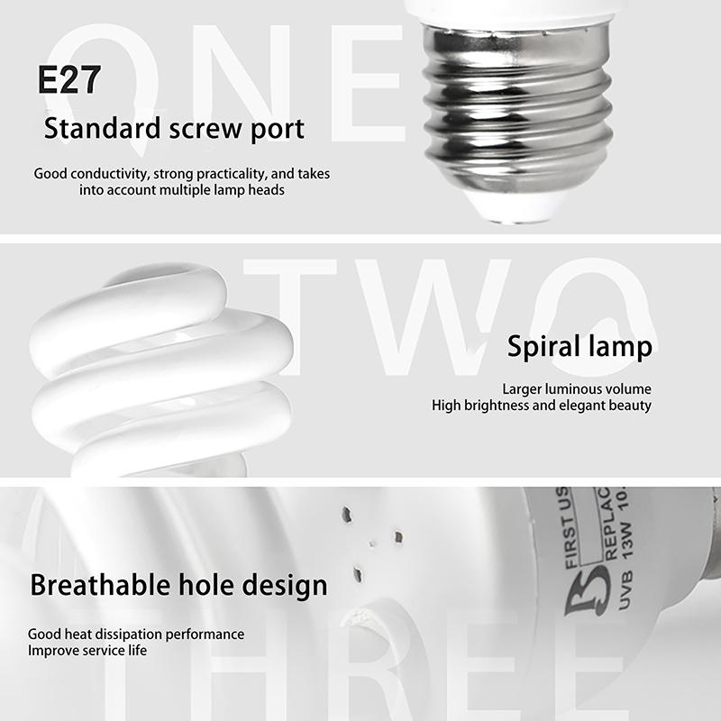 1 Piece 13/26W Uv Rays Energy Saving Terrarium Basking Light 5.0 10.0 Uvb Reptile Lamp Turtle Lizard Snake Reptiles Heating Lamp