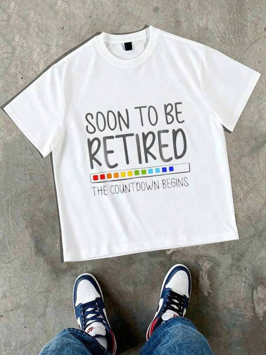 

Graphic-Shirt Cotton Tees Size PlusMen T Shirt Soon To Be Retired The Countdown Begins Rainbow S разноцветный