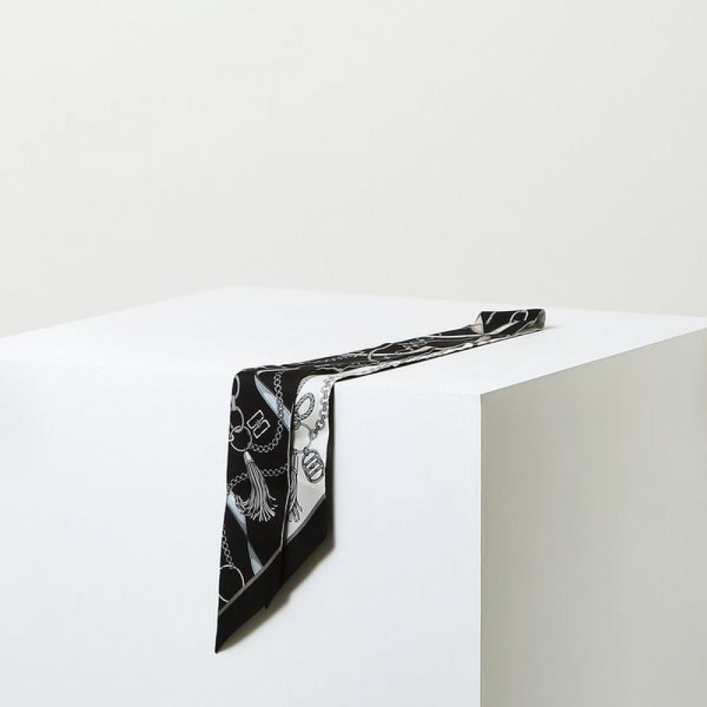 Daks Black Print Silk Scarf Dcsc4e256bk Single option