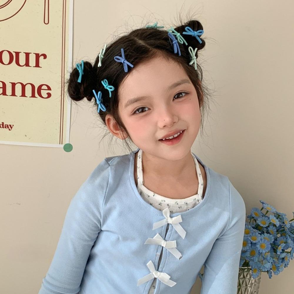 10pcs Dopamine Mini Sided Clips Bow Knot Braided Headwear Sweet Dopamine Hair Pins Hair Accessories