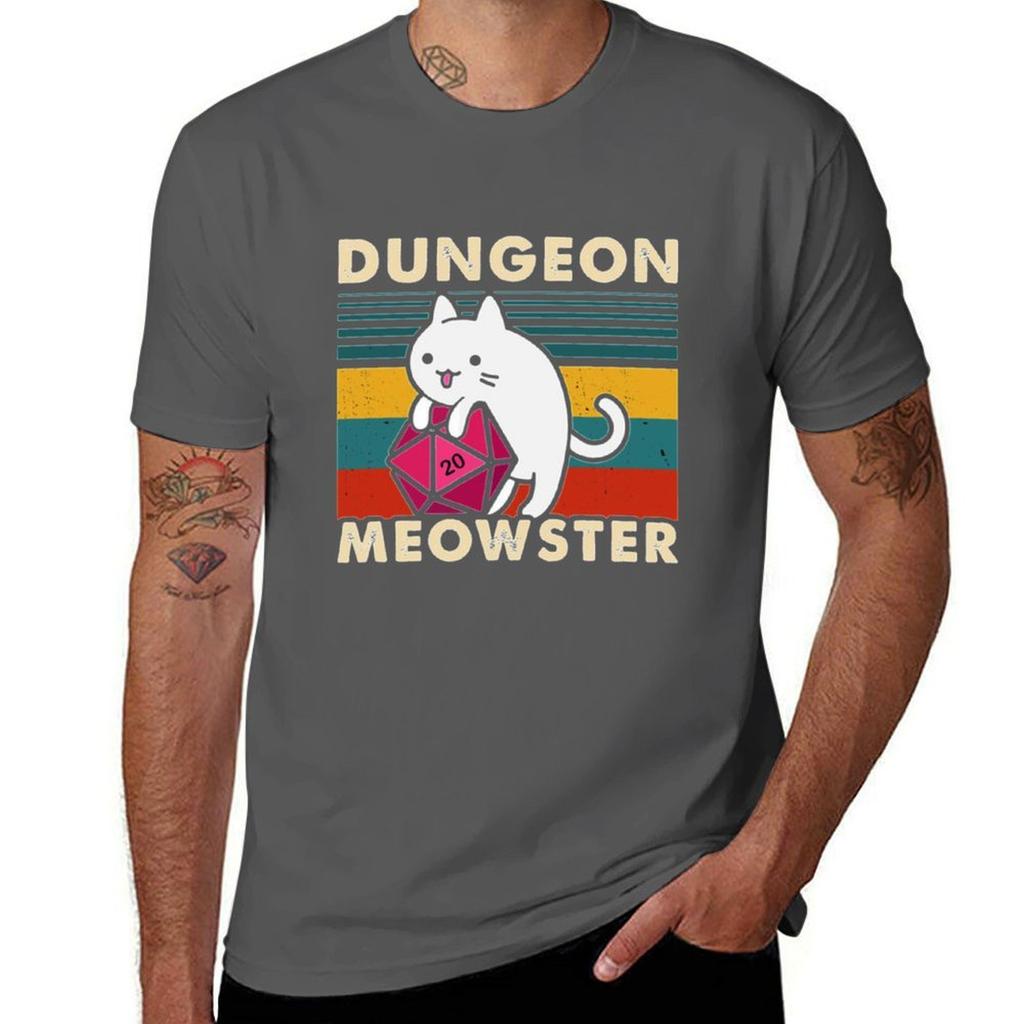 Dungeon Meowster Funny Dnd Tabletop Gamer Cat D20 Tshirt Anime T Shirts Oversize Tshirt