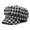 British Retro Women's Octagonal Hat, Fashionable and Versatile Checkered Beret