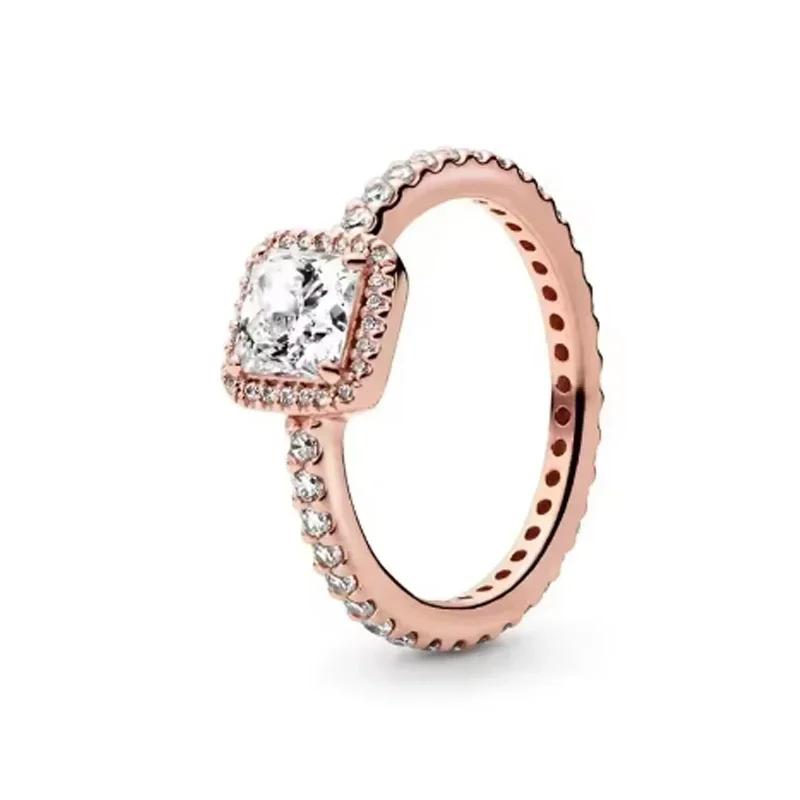 Exquisite 925 Sterling Silver Charming Rose Gold Series Daisy Ring Ladies' Classic Holiday Party Jewelry
