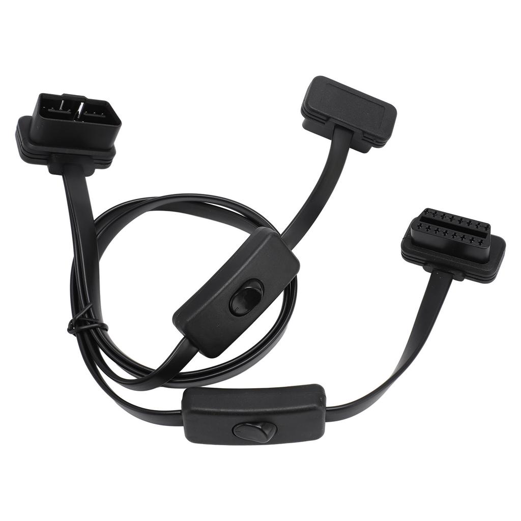 OBD Splitter Cable 16 Pin Flat Noodle High Accuracy 1 In 2 Y Splitter Extend Cable for Elm327