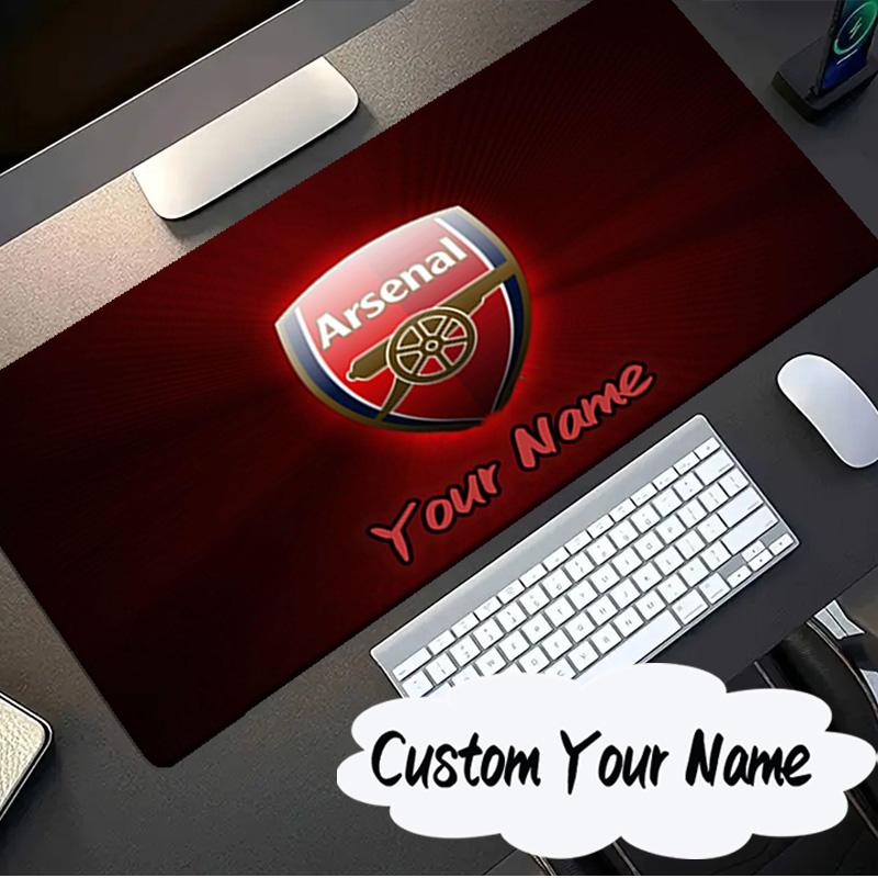 Benutzerdefinierter Name Mauspade Arsenal Fußball Club Wappen Mauspade, Gaming Mauspade, Tastaturpad, Schreibtischdekoration für Computer Notebook Fan Geburtstagsgeschenk