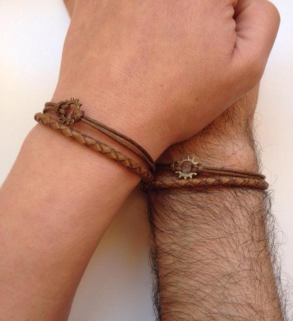 Couples Bracelets Friendship Love Cuff Moon And Sun Leather Braid Present Present Adjustable Current Voguish Fashionable InnovativeTrendy Cuff