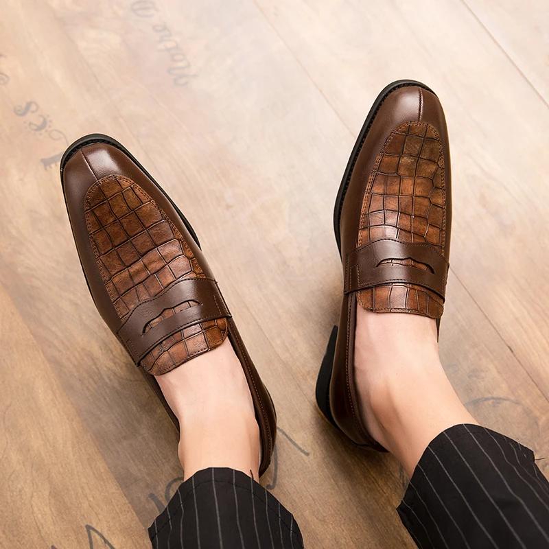Fashion New Luxurious Classic Crocodile Pattern Business Shoes Men Designer Formal Dress Leather Shoes Men's Loafers Wedding Party Shoes