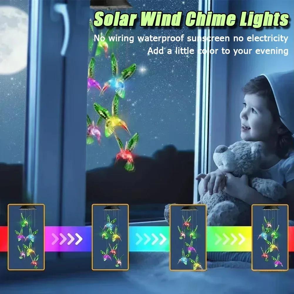 

Outdoor Hummingbird Wind Chimes Decorative Hanging Light Owl Faily Light String Solar Charging Waterproof Garden Landscape Light