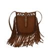 Casual retro matte bag women's 2025 autumn and winter new versatile messenger bag super fire niche fringed bucket bag