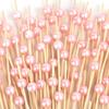 200PCS Cocktail Picks, Pink Pearl Decorative Toothpicks for Appetizers Drinks Fruit Food, 4.7 Inch Long Fancy Bamboo Skewers Wooden Charcuterie