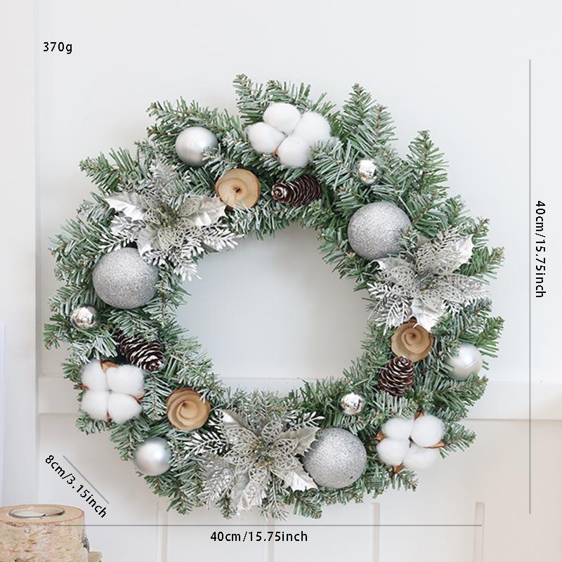 Christmas Wreath 35/40cm Pre-made Door Hanger, Festive Holiday Decoration for Home Entrance Xmas Decor