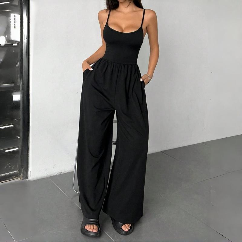 Women's Clothing 2026 Spring/Summer New Sexy Casual Style Camisole Wide-Leg Jumpsuit