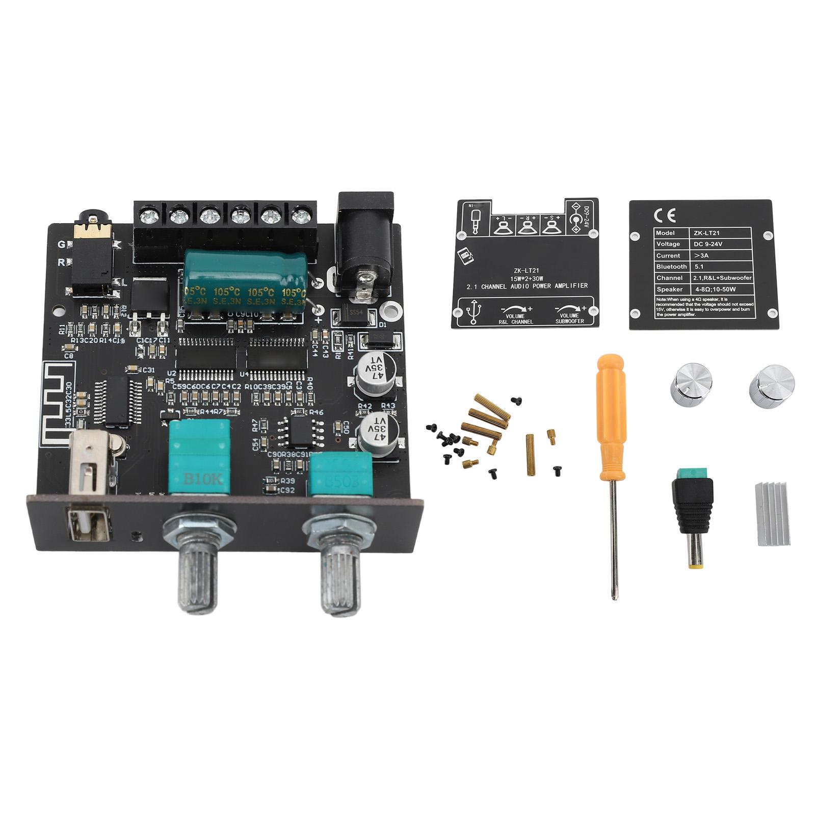 

Плата підсилювача Bluetooth 5.1 9 до 24 В 2.1 канал Міні-приймач Бездротовий стереозвук Цифровий підсилювач