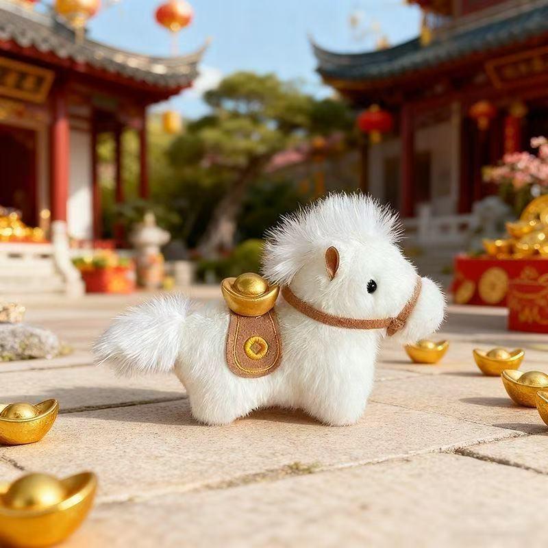 

2026 Year of the Cute Horse Plush Keychain: Miniature Horse Mascot Doll Pendant for Children