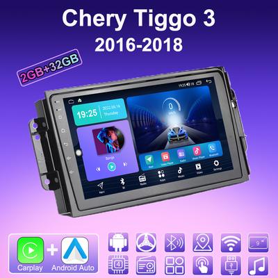 Autoradio 2 DIN Android CarPlay pour Chery Tiggo 3 (2016-2018) : lecteur multimédia, GPS, Bluetooth, Wi-Fi, 2 Go de RAM + 32 Go de stockage.