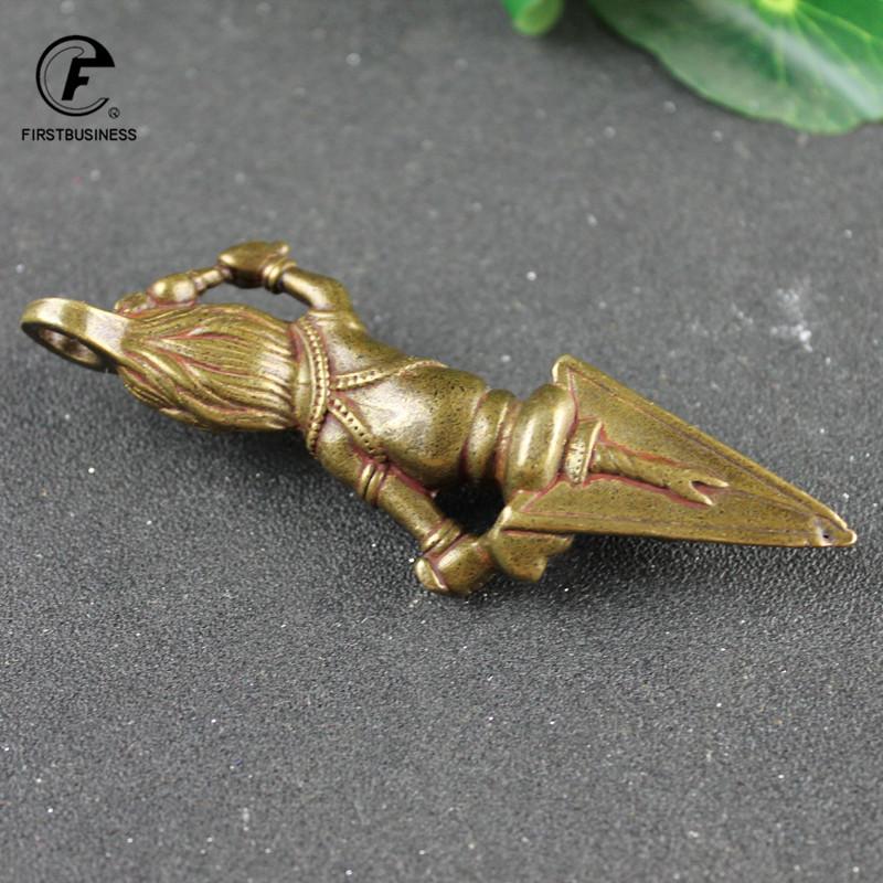 64G Brass Nepal Yamantaka Head Vajry Pestle Ornaments Vintage Brass Pendant Buddha Instruments Lucky Home Decorations Avoid Evil