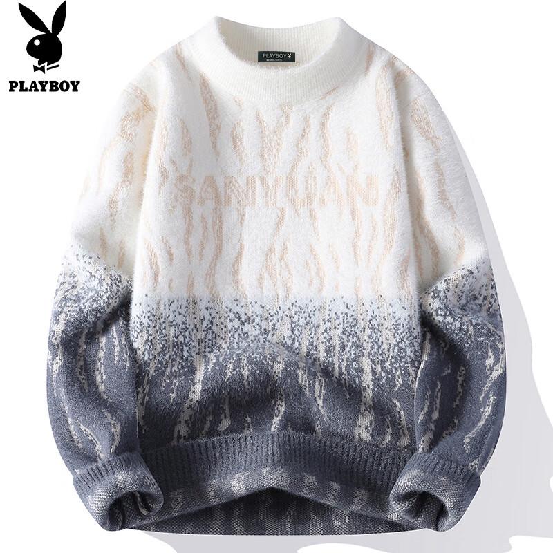 

PLAYBOY Men s Round Neck Plush Knit Winter Pullover Sweater XL