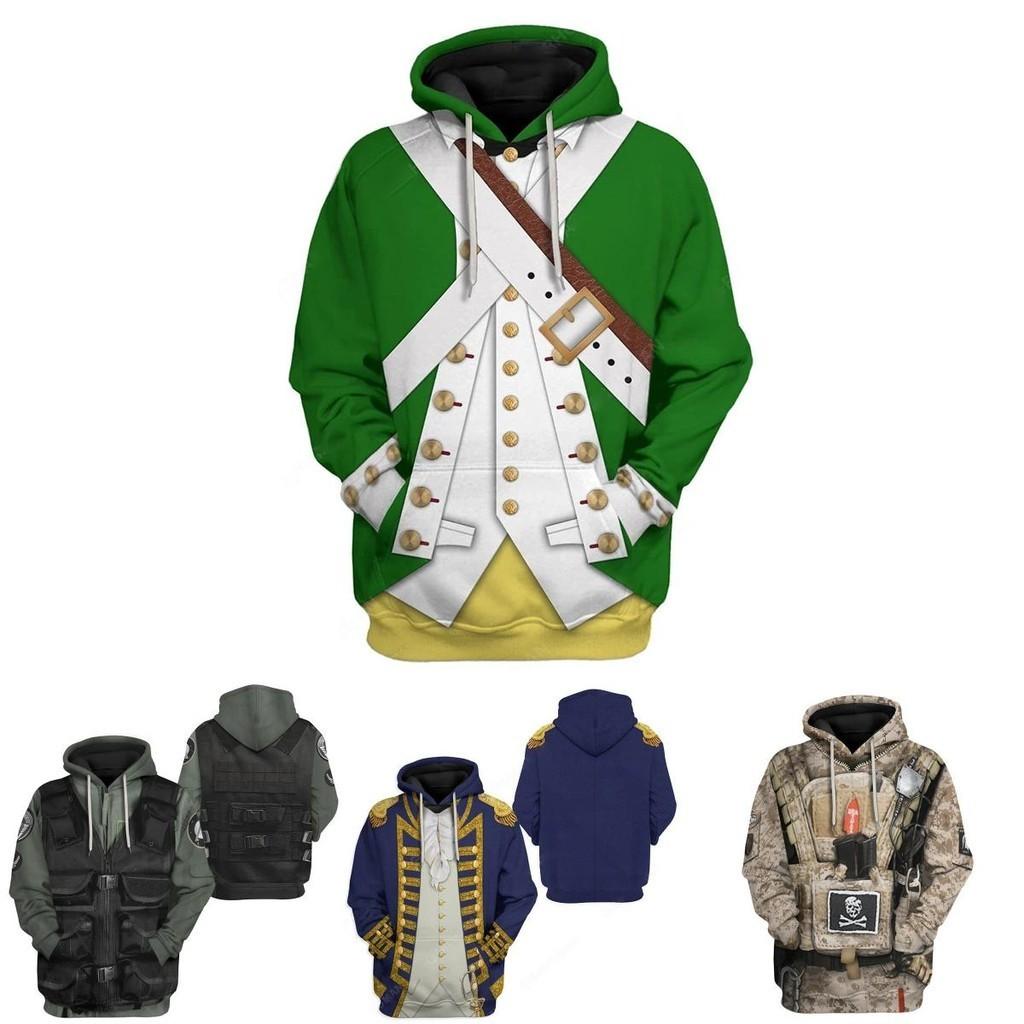 Historical Army Uniforms 3d Pattern Hoodie Cosplay Sweatershirt For Men And Women