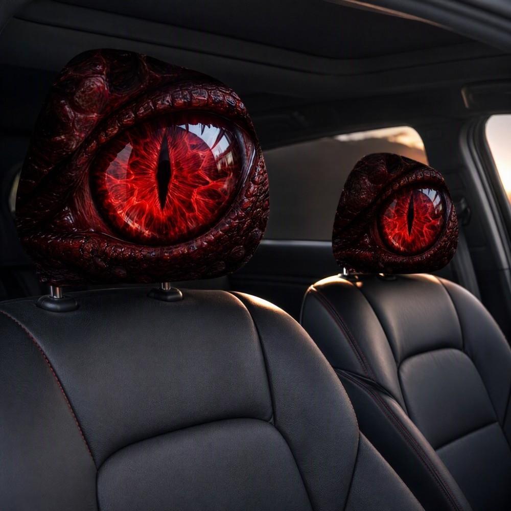 2PCS Simulation Dragon's Eye Car Pillowcase Car Seat Headcover Gift for Car Lover
