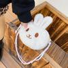Children's Cute Plush Bunny Bag Girls Waist Bag Gradient Color Chest Bags Autumn winter Child Waist Belt Bag Cartoons Purse