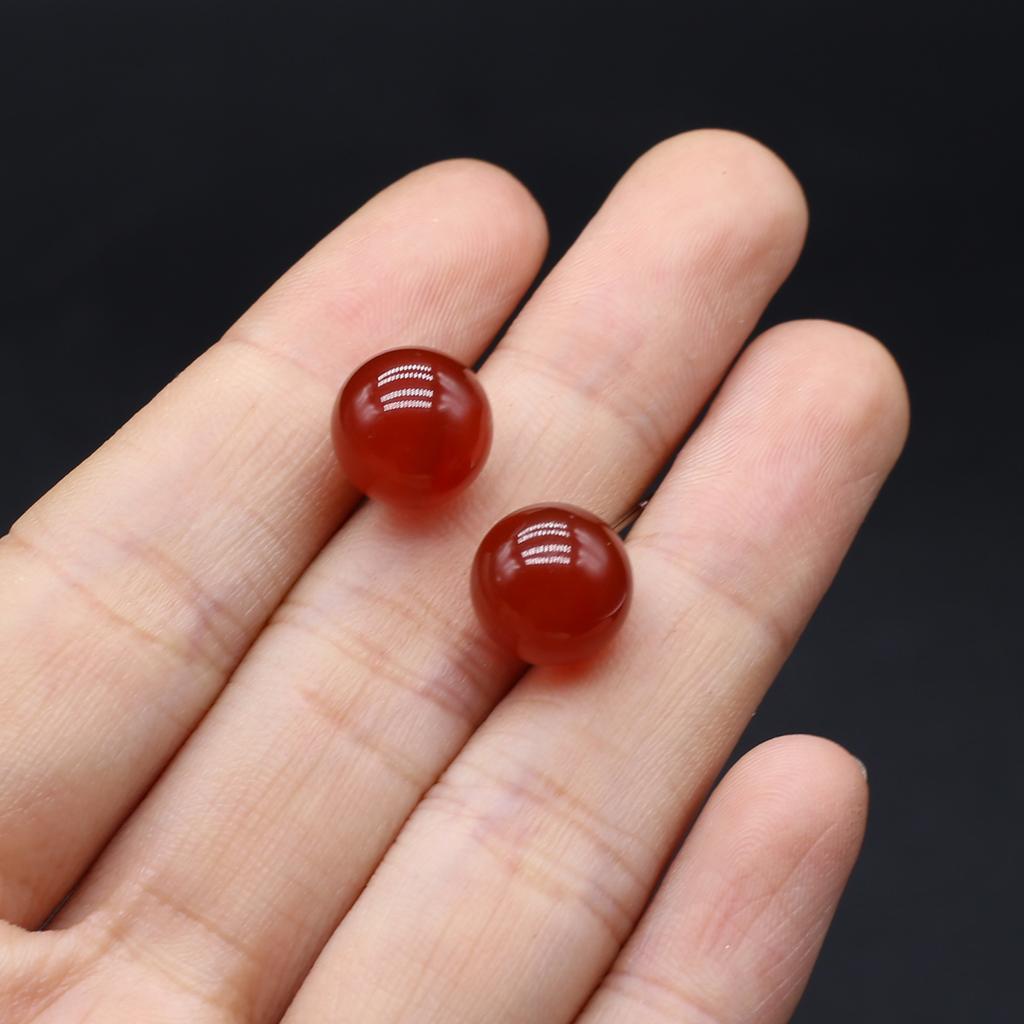 1 Paar kreative niedliche Kugel-Ohrringe mit natürlichem Edelstein, europäischer und amerikanischer Stil, Ohrstecker, Achat, blauer Türkis, Ohrstecker für Damen, Schmuck, 8 mm