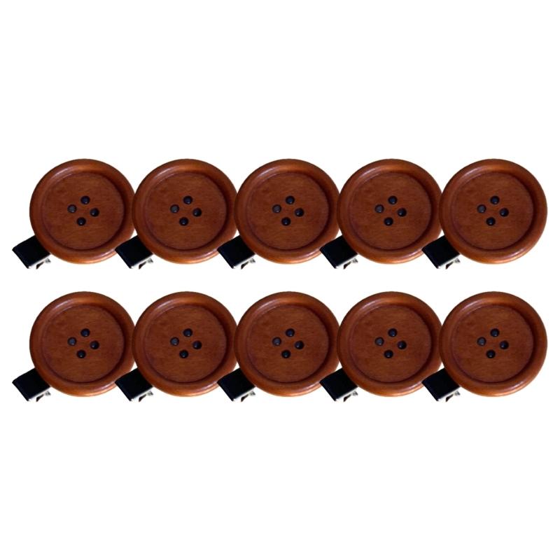 

Brown Button Plastic Barrettes Hair Hairpin Wood Look Hairpins For Girls Casual Outfit And Outdoor 1