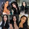 EASIHAIR Perucas sintéticas pretas longas, parte do meio para mulheres negras, perucas de cabelo natural onduladas para cosplay, perucas de fibra resistente ao calor