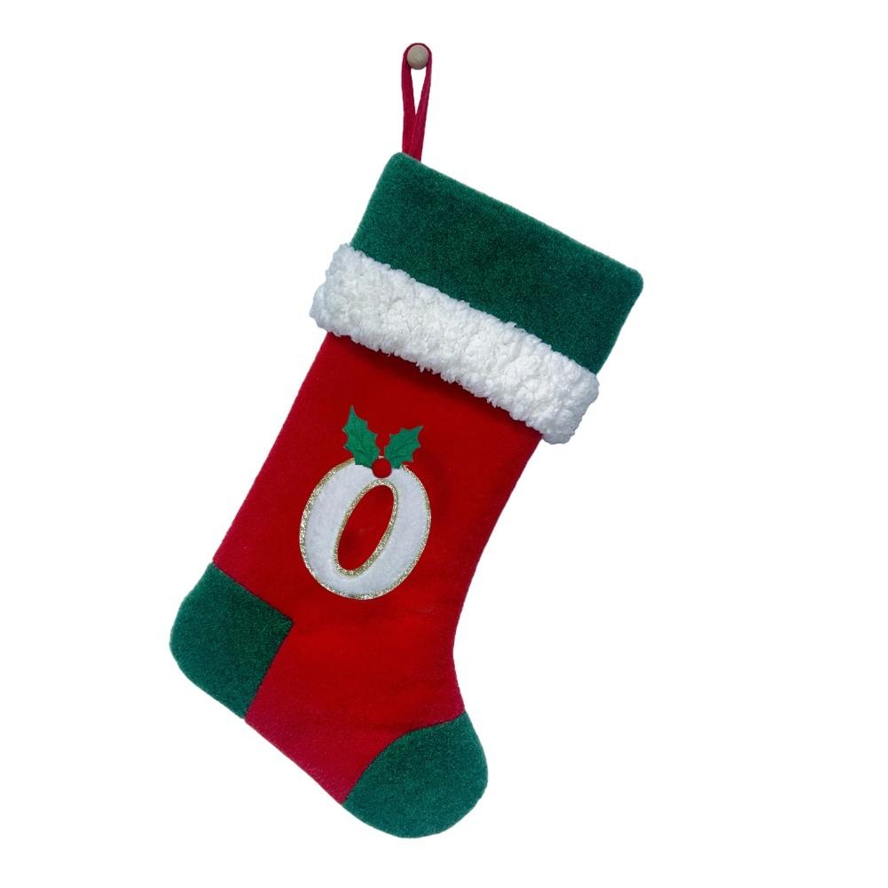 26 Letter Embroidered Velvet Christmas Stocking Large Storage Area with Strap for Hanging 46 by 20 Centimeters
