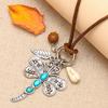 JMXD Minimalist Vintage Necklace with Turquoise Dragonfly Pendant and Shell Charm Trendy Statement Jewelry for Women
