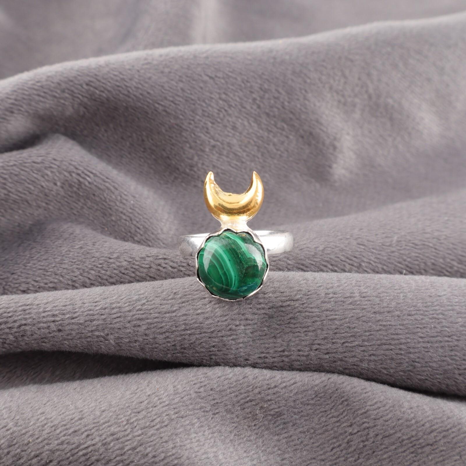 

Natural Malachite Gemstone 925 Sterling Silver Jewelry Handmade Ring For Women RR-58-34 13
