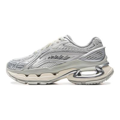 Li Ning Lijun BOW Trend Sports Stoßdämpfung Rutschfest Abriebfest Low-Top Freizeitschuhe Damen Freizeitschuhe Silber AZGV028-1