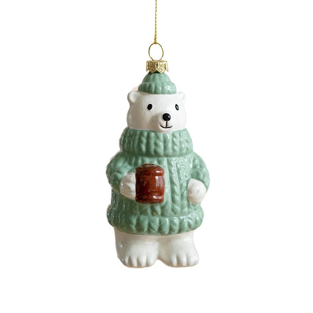 

DIY Drop Pendant Green Xmas Tree Ornament Delicate Xmas Baubles For Christmas white bear
